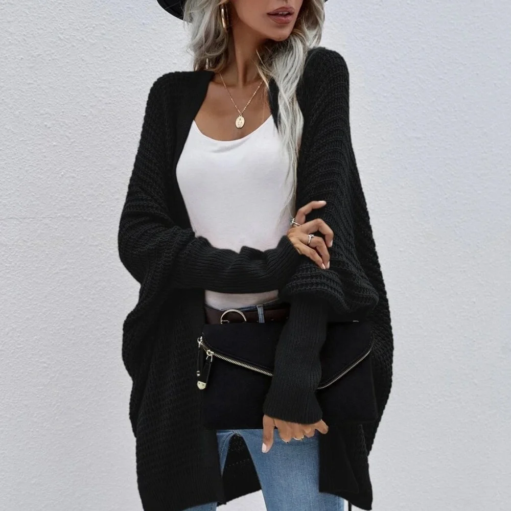 Cozy Batwing Sleeve Knit Open Front Cardigan - Picture 12 of 12